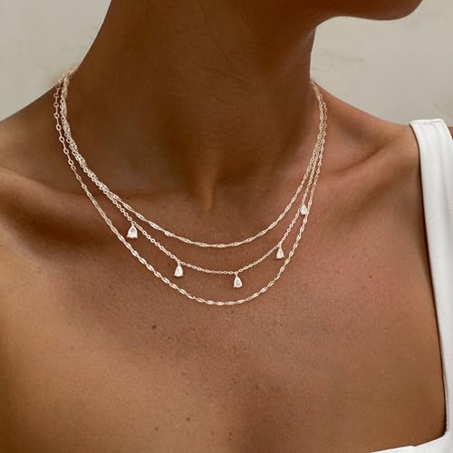 Layered Necklaces For Women,Dainty Gold Plated Necklace Stack Prom Layering Necklaces For Women Trendy Chain Cross Choker Necklace Set Fashion Accessories - color: 3set-1-sl