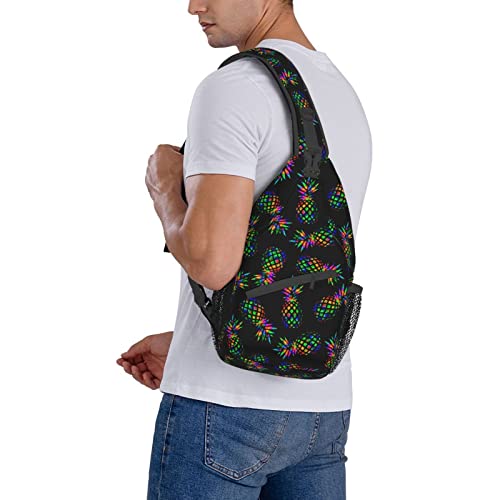 Sling Backpack For Men Hiking Daypack Crossbody Shoulder Bag Travel Chest Pack | Hiking - color: Pineapple