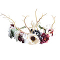 Vivivalue Deer Flower Crown Women Flower Headband Hair Wreath Floral Headpiece Halo Boho with Ribbon Wedding Party Prom Photos - color: Z