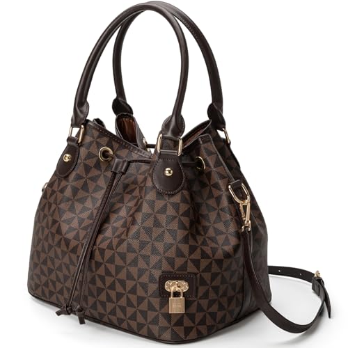 Bucket Purse For Women With Chic West Hobo Style | Drawstring Closure, Shoulder Handbag, Tote Purse, Pockets Design - color: Brown