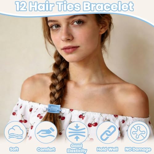 DIYDEC 12pcs Hair Ties Bracelet for Women Boho Braided Hair Ties No Damage Elastic Hair Bracelet Band for Girls Soft Thick Thin Long Curly Hair Accessories (Colour) - color: Colour