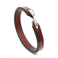 Mens Genuine Leather Bracelet - Handmade Adjustable Leather Cuff Bracelet punk Style leather wrap Wristband for Men - color: S-Hook Brown