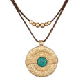 Jeilwiy Leather Necklace for Women Funky Necklace Choker String Cord Necklace with Pendant Boho Style Jewelry - style: Turquoise Pendant Brown Leather