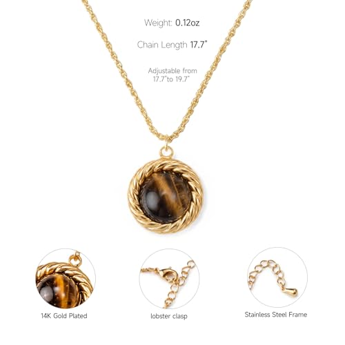 14k gold Vintage Tiger's Eye Pendant Necklace - size: Standard