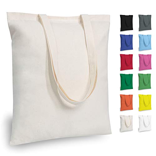 TOPDesign 5 | 12 | 24 | 48 | 192 Pack Economical Cotton Tote Bags, Lightweight Medium Reusable Grocery Shopping Cloth Bags, Suitable for DIY, Advertising, Promotion, Gift, Activity (5-Pack) - color: Beige, size: Medium