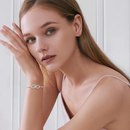 J.Fée Infinity Heart Bracelets for Women with 5A Cubic Zirconia, 925 Silver Bracelets for Women Adjustable Womens Bracelet Jewelry for Wife Girlfriend Her - color: Infinite Love#1