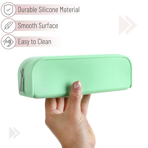 Mr. Pen- Silicone Pencil Case, Aesthetic Pencil Bag for Women, Makeup Pouch | Multifunctional Pouch for Stationery, Cosmetics and Electrical Goods Storage - color: Mint Breeze
