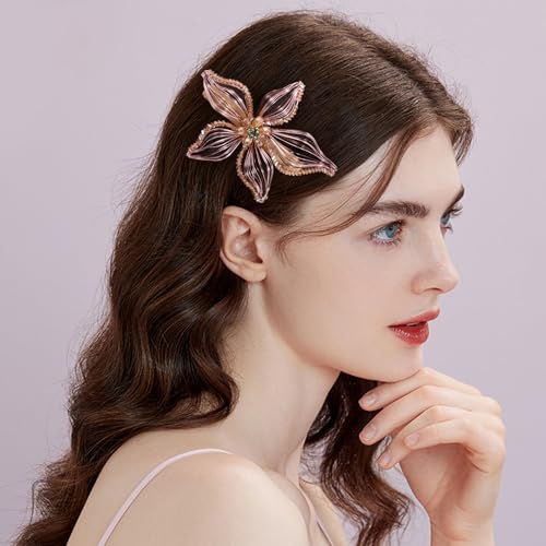 Mistofu DIY Copper Wire Metal Hand-woven High-level design Barrettes Elegant Hair Accessories, Gifts for Women Girls (yellow-a) - color: yellow-a
