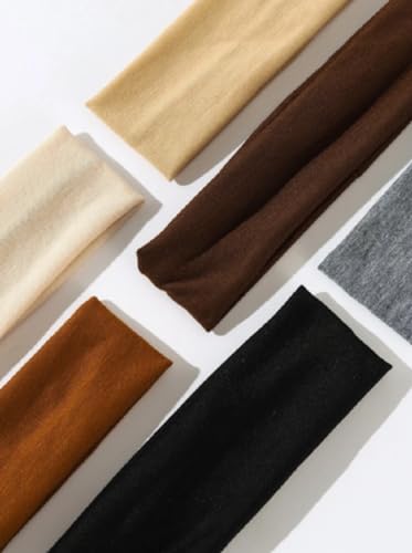 Elastic Non-Slip Soft Cloth Fabric Women's Headbands 16 Pack - Yoga, Running, Sports Hair Accessories in Black, Brown, Beige, Thick - color: AUTUMN VIBES