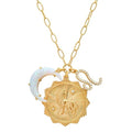 Dainty Gold Zodiac Embossed Coin Opal Crescent Moon Charm Necklace for Women Trendy 18K Gold Plated Retro Paperclip Chain 12 Constellation Horoscope Necklaces Astrology Jewelry Gifts - style: 5.LEO (JUL 23-AUG 22)