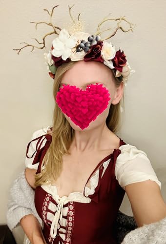 Vivivalue Deer Flower Crown Women Flower Headband Hair Wreath Floral Headpiece Halo Boho with Ribbon Wedding Party Prom Photos - color: Z