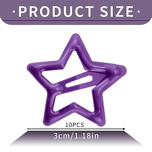 Dark Purple Y2K Star Hair Clips, 10PCS Hair Accessories for Women Girls, Non-slip Hollow Glitter Small Clips for Everyday Fashion and Party - color: Style7