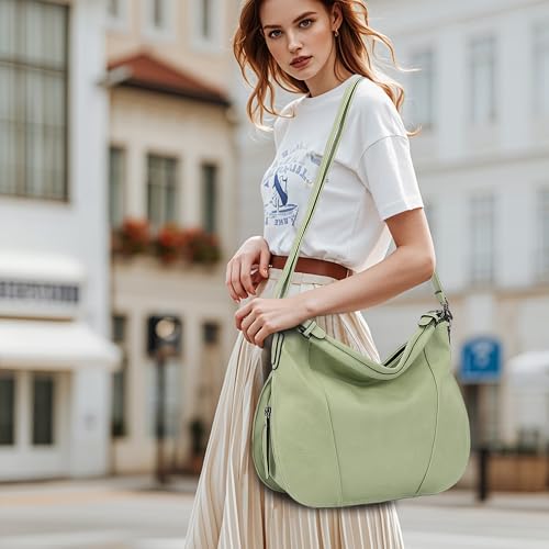 TANTOMI Hobo Bags Purses for Women, Women's Crossbody Handbags and Shoulder Bag, Multi-Pocket Large Hobo Purse - color: Light Green