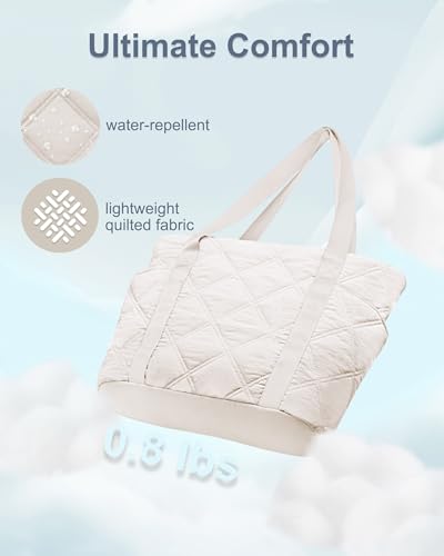 SUPACOOL Tote HandBag for Women, Womens Crossbody Purse Bags, Lightweight Womens Tote Handbags, Quilted Puffy Totebag - color: Beige, size: Large