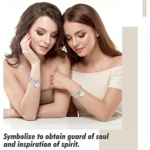 Emibele Heart Charm Bracelet for Women, Bible Verse Bracelet Stainless Steel 18K Gold Plated Bracelet Love Pendant Link Chain OT Clasp, Birthday Christmas Jewelry Gift for Mother Her - color: Silver Heart