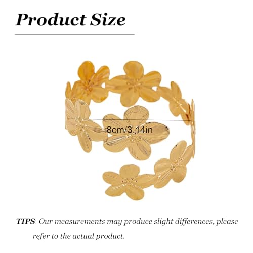 Arm Cuff Jewelry for Women Adjustable Flower Cuff Bangle Bracelet Gold Armband Upper Jewelry Gifts for Women Boho Western Accessories - color: B3:gold flower