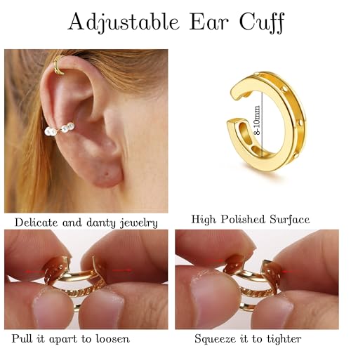 66Pcs Ear Cuff Earrings for Women Non Piercing, Fake Earrings, Silver Clip on Cartilage Earrings for Sensitive Ears Gold Ear Wrap Earrings for Helix Cartilage Butterfly Ear Cuffs Non Piercing