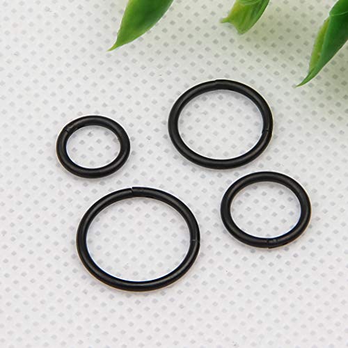 4Pcs 16G 18G 20G Surgical-Steel-Piercing-Ring-Nose-Rings-Hinged-Hoop-Earrings,6mm 8mm 10mm 12mm Seamless Stainless Steel Clicker Eyebrow Septum Piercing Hoop,Sliver Black Gold Rose Gold Rainbow Body Jewelry Set - color: 16G Black