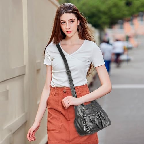 Angel Kiss Crossbody Bags for Women, Ladies Shoulder Handbags and Purses Medium Faux Leather Pocketbooks | Ladies - color: Silver Grey