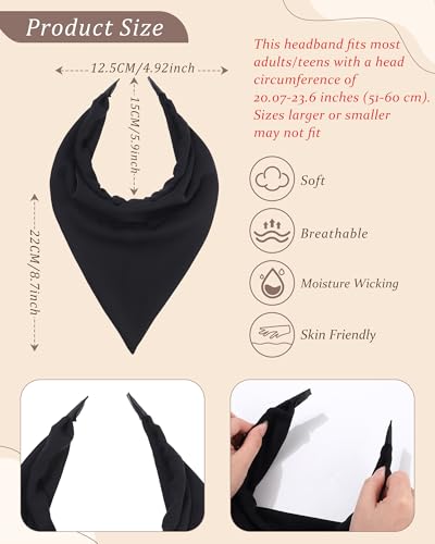 HAIMEIKANG Floral Headbands for Women Boho Hair Bandanas Scarf Triangle Kerchief Solid Color Hair Bands Vintage Head Scarf(Black+White+Wine Red) - color: Black+White+Wine Red