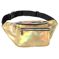 Holographic Fanny Pack Belt bag - Crossbody Waist Bag for Men or Women - Hands-Free, Waterproof Large Bumbag for Hiking, Running, and Travel (Gold) - color: Holographic Gold