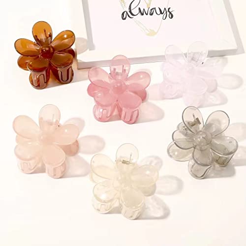 Flower Hair Clips 8PCS, Large Claw Clips for Women Girls Thick Thin Hair, Strong Hold Non slip Big Matte Dasiy Jaw Clamps Hair Accessories 8 Colors - color: Transparent:Green,Rose Red,Purple,Brown,Pink,Yellow,Orange,Gray
