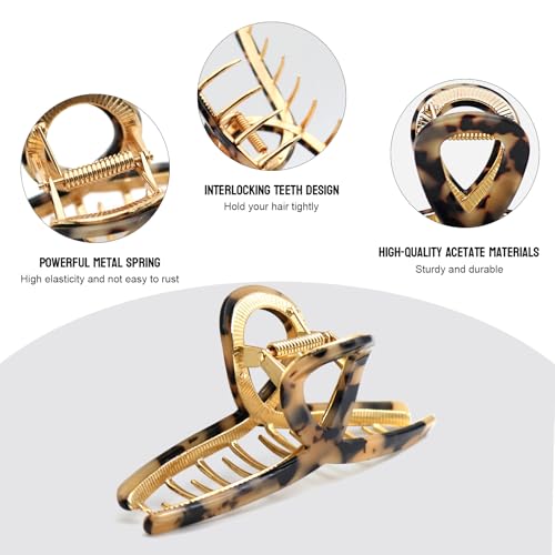 MEDOCA Large Claw Clips - Metal Hair Clips for Women - Gold Claw Clips for Thick Hair - Strong Hold Big Hair Claw Clips for Women Girls - Beige - color: 5.Beige