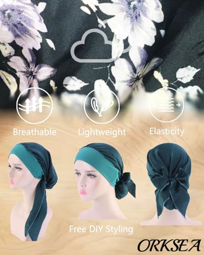 Chemo Headwear for Women Head Scarf Headwraps Silky Soft Turbans for Women Cancer Hats Chemo Beanie Coverings Scarves - color: C Big Black Pattern 2