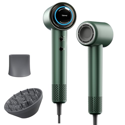 Tideway Hair Dryer Professional High-Speed Ionic Blow Dryer 110,000 RPM, Compact Hair Dryer with Magnetic Diffuser, Fast Drying with Brushless Motor Low Noise Smart Temperature Control-H11 - color: Green