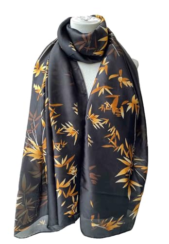 Acotavie Scarfs for Women Fashion Scarves Long Floral Pattern Scarf Headscarf Lightweight Sunscreen Shawls - color: Black