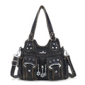 Angel Kiss Small Hobo Purses for Women, Washed Vegan Leather Multi-Pocket Purse, Shoulder Handbag with Adjustable Strap - color: Bronze