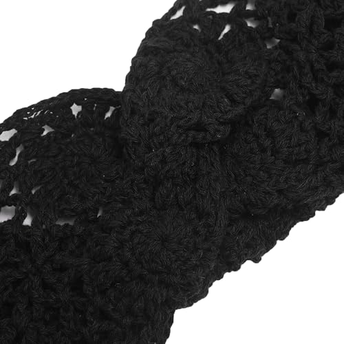 ZLYC Women Headband Handmade Crochet Knit Boho Flower Hair Bands (Twist Knotted Black) - color: Twist Knotted Black