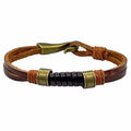 Mens Genuine Leather Bracelet - Handmade Adjustable Leather Cuff Bracelet punk Style leather wrap Wristband for Men - color: E-BROWN BRONZE