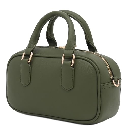 FashionPuzzle Mini PU Leather Satchel Purse Top Handle Crossbody Bag - color: Olive