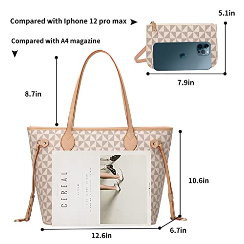 Lacel Urwebin Handbags for Women Designer Fashion Purses Top Handle Satchel Shoulder Bags 2pcs with Small Wallet (White) | Top Handle Satchel