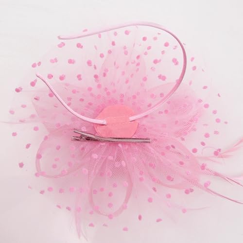 Fascinators Hat Pearl Earrings Necklace Bracelets Gloves 1920s Headband Hair Clips Women Flower Mesh Feather Headpiece Headwear Halloween Carnival Cocktail Wedding Tea Party Accessories Pink - color: Pink