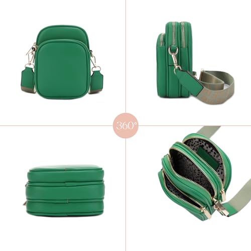 Mali+Lili, Josie Triple Zip Crossbody Bag - color: Webbing_kelly Green