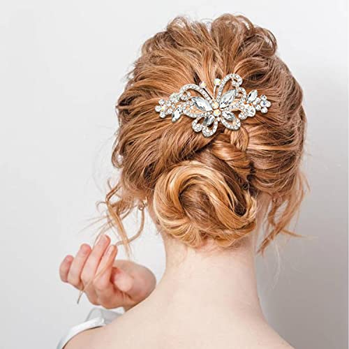 inSowni 4 Pack Luxury Glitter Sparkly Jeweled Gems Crystal Rhinestone Butterfly Metal French Barrettes Alligator Snap Hair Clips Headpieces Accessories for Women Girls - color: 4pcs Set D