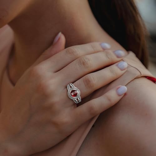Designer Inspired Twisted Cable Statement Rings for Women Fashion Jewelry 8 MM CZ Split Shank Cable Ring Gift - color: Red
