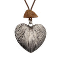 Kelake Leather Necklace for Women Men Teen Vinatge Boho Alloy Pendant Choker Jewelry Fashion Sweater Necklaces with Adjustable Genuine Leather Chain - color: Brown Jade Silver Heart Pendant Necklace