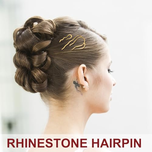 FOMIYES 6Pcs U-Shaped Iron Art Hair Pins with Wave Design Retro Chignon Hair Forks for Women and Large and Medium Four-Prong Plus Small Double-Prong Set Suitable for Styling Random Color