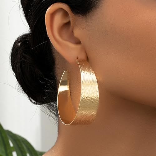 Large Hoop Earrings Lightweight Chunky Earrings for Women Chunky Earrings Big Hoop Earrings for Wedding - style: Dangle-Gold-02