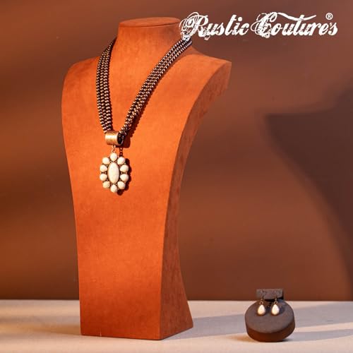 Montana West Rustic Couture's Western Jewelry Set for Women Cowgirl Vintage Western Necklace Earring - color: E-White
