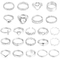 CHICUTIE Gold Knuckle Rings Set For Women Stackable Joint Finger Midi Rings Dainty Cubic Crystal Zirconia Hollow Twist Cute Pack Jewelry Gift - style: 23PCS SILVER