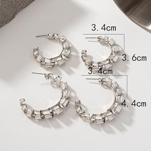 Large Hoop Earrings Lightweight Chunky Earrings for Women Chunky Earrings Big Hoop Earrings for Wedding - style: Dangle-Silver-01