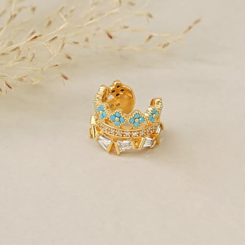 FETTERO Ear Cuff Earrings for Women Non Piercing 14K Gold Plated Ear Cuffs for Non Pierced Ears Clip on Cartilage Earring Ligthweight Fake Earrings | Single - style: Tur clover
