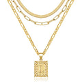 KissYan Gold Layered Necklace Set for Womens, 14K Gold Plated Initial Letter Pendant Necklaces Paperclip Snake Choker Alphabets from A-Z Figaro Chain Jewellery Gift - color: 3PCS, style: L