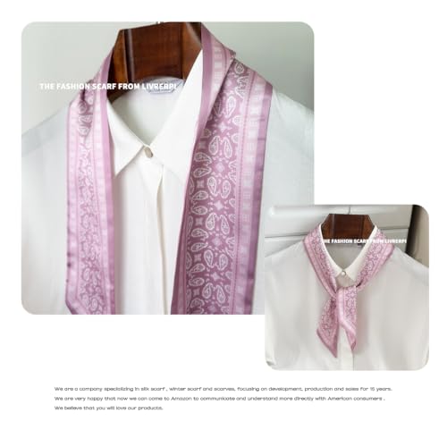 Hair Head Neck Bag Long Scarf Versatile Wrap for Women Soft & Lightweight for Everyday Chic - color: 18 Paisley Pink 3.7 X 38 Inch