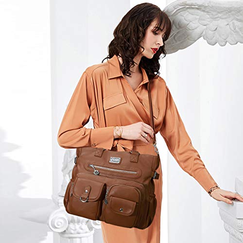 KL928 Large Purses for Women Shoulder Bag Tote Handbags Stylish Vegan Leather Hobo Bags Ladies, A-Black-4 | Large - color: A-brown-2