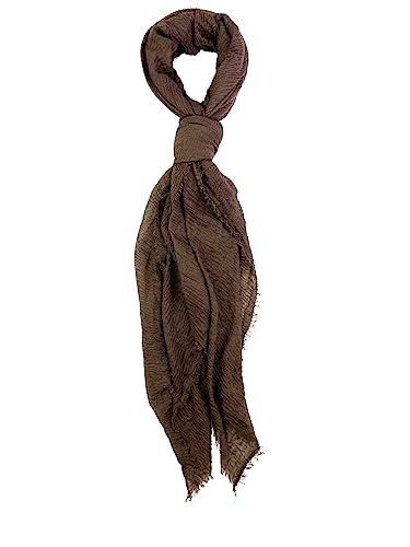 Humble Hilo Womens Woven Bohemian Style Gauze Scarf,Shawl, Head Wrap Fringed Edge Lightweight, Long Folds Small - color: Coffee